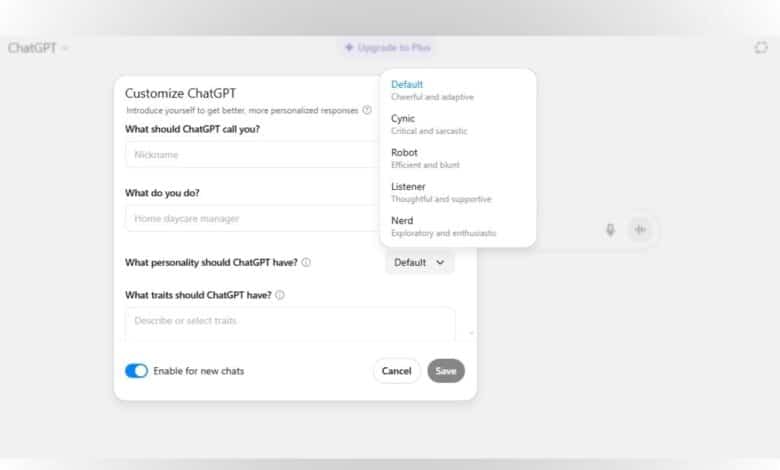 ChatGPT new personalities