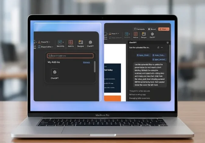 ChatGPT يستطيع تحويل المحتوى إلى عروض تقديمية بشكل ذكي باستخدام الذكاء الاصطناعي في PowerPoint.